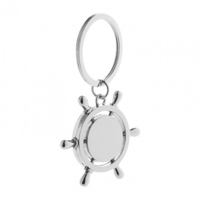 PORTE-CLES PERSONNALISE EN METAL 'METALO GOUVERNAIL' - argenté