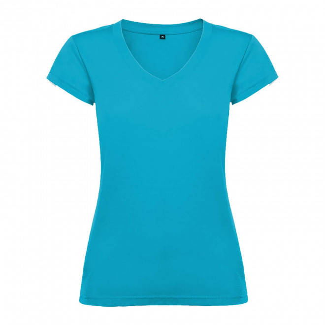 TEE-SHIRT COL V FEMME COULEUR PERSONNALISABLE 'VICTORIA' - bleu