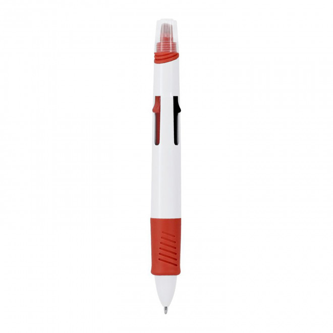 STYLO 4 COULEURS PERSONNALISE 'FLOW' - rouge