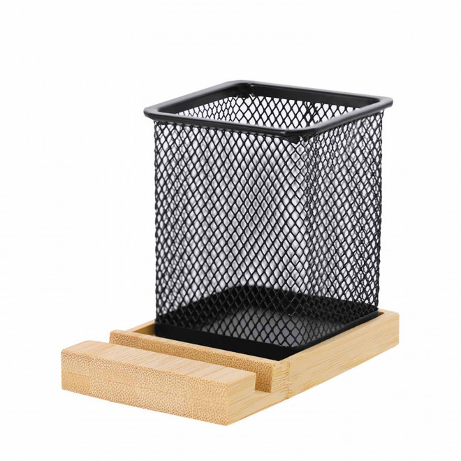 POT A CRAYONS SUPPORT TELEPHONE PERSONNALISE 'HONEST' - noir