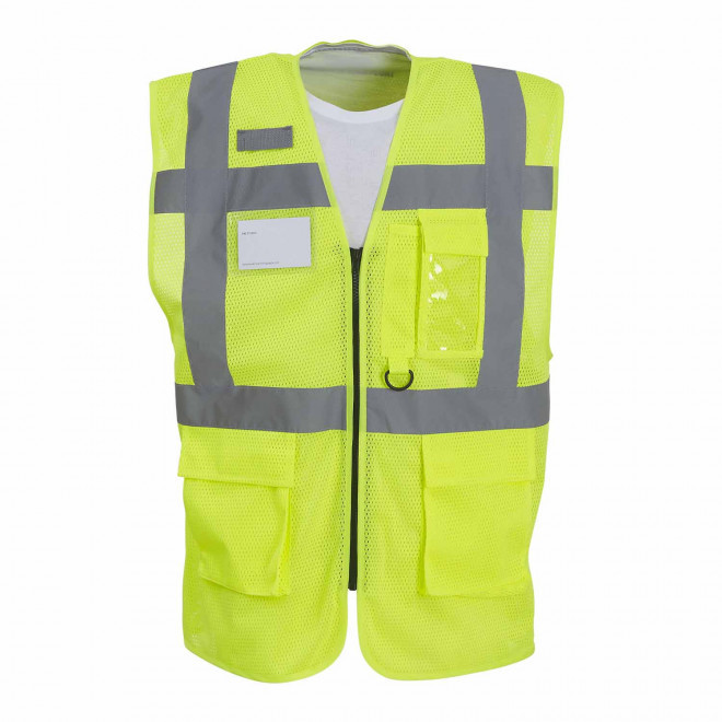GILET SECURITE PERSONNALISE 'BERLIN MESH RPET' - jaune