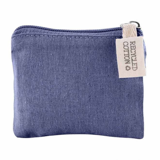 PORTE MONNAIE PERSONNALISE COTON RECYCLE 'BLAZE DENIM' - bleu