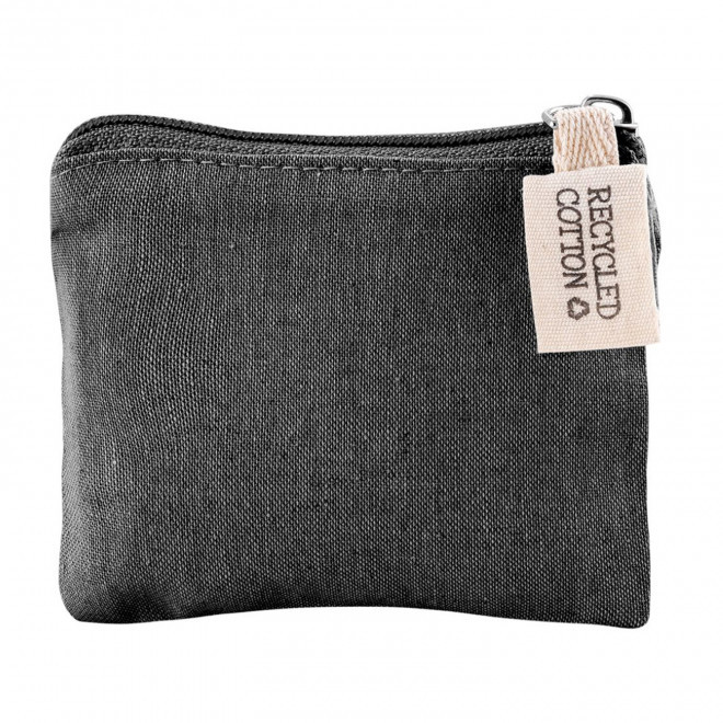 PORTE MONNAIE PERSONNALISE COTON RECYCLE 'BLAZE DENIM' - noir