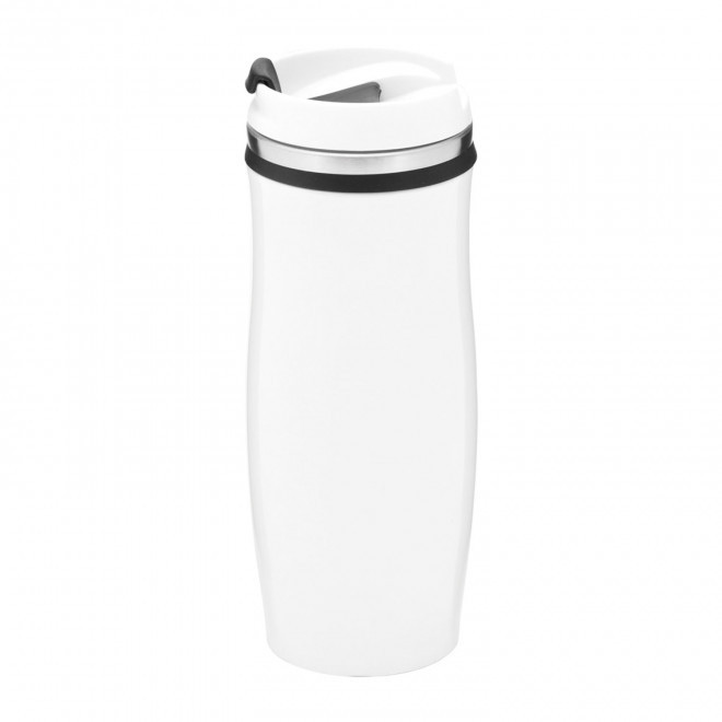 MUG ISOTHERME 400ML PERSONNALISABLE 'CREMA BLANC' - noir