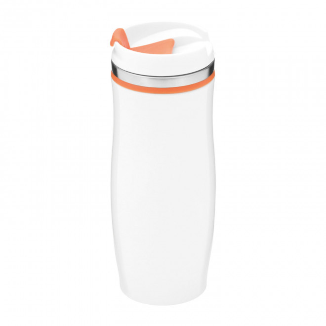 MUG ISOTHERME 400ML PERSONNALISABLE 'CREMA BLANC' - orange