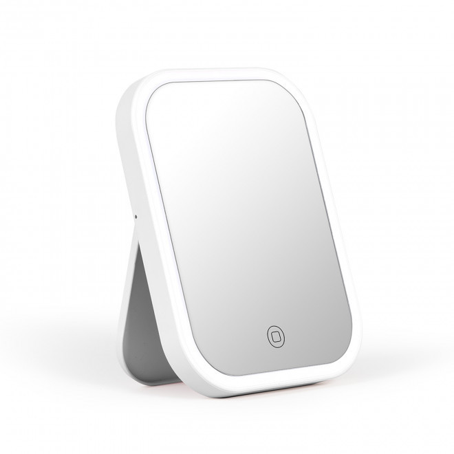 MIROIR LUMINEUX LED RECHARGEABLE PERSONNALISE 'LIAGE' - blanc