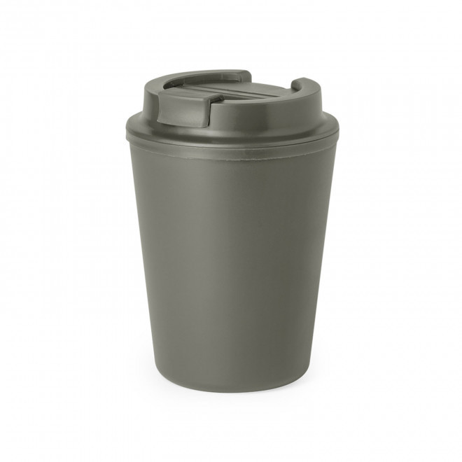 MUG PERSONNALISABLE DOUBLE PAROI PLASTIQUE 300ML 'BUKZ' - gris