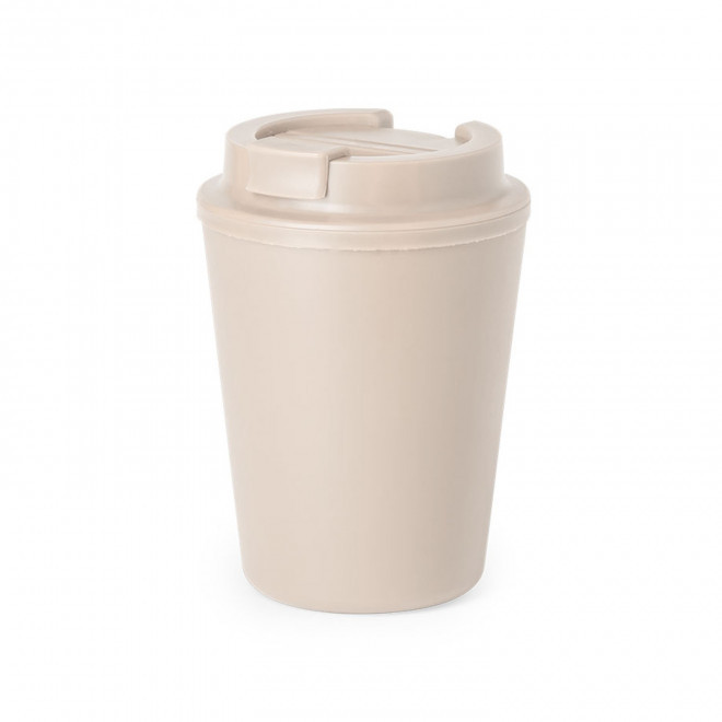 MUG PERSONNALISABLE DOUBLE PAROI PLASTIQUE 300ML 'BUKZ' - naturel