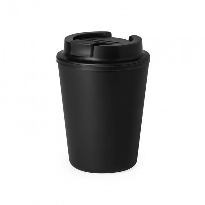 MUG PERSONNALISABLE DOUBLE PAROI PLASTIQUE 300ML 'BUKZ' - noir