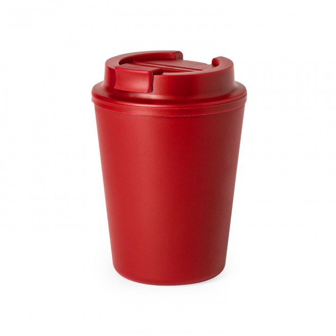 MUG PERSONNALISABLE DOUBLE PAROI PLASTIQUE 300ML 'BUKZ' - rouge