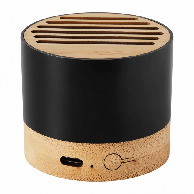 MINI ENCEINTE PERSONNALISABLE 'ELEG ALU BAMBOU' - noir