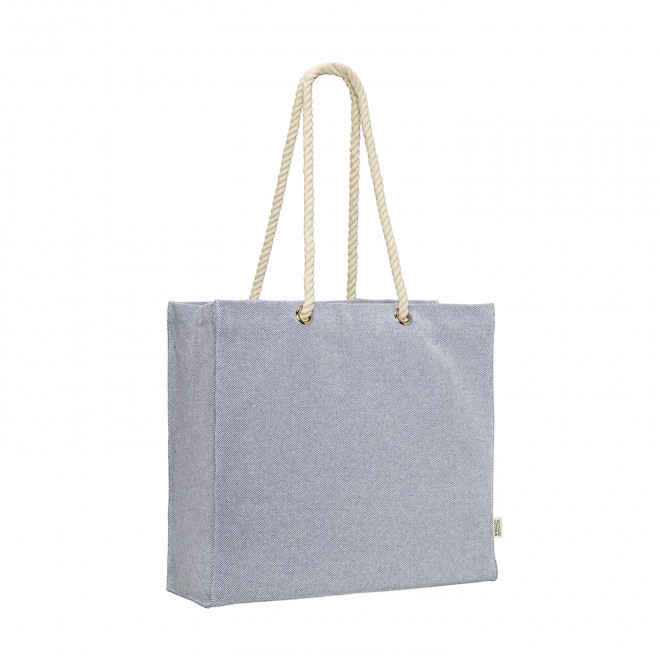 SAC DE PLAGE EN COTON RECYCLE PERSONNALISABLE 'BAYSIDE' - bleu