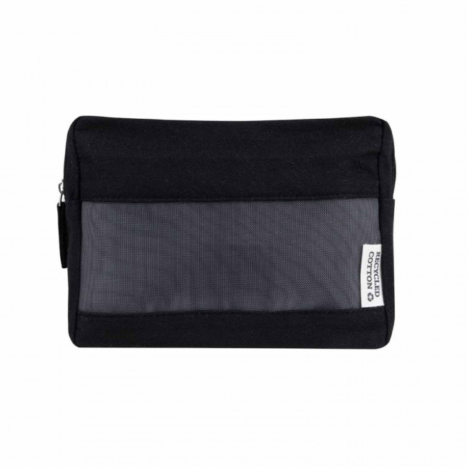 TROUSSE DE TOILETTE PERSONNALISABLE TOILE RECYCLE 'DANIA' - noir