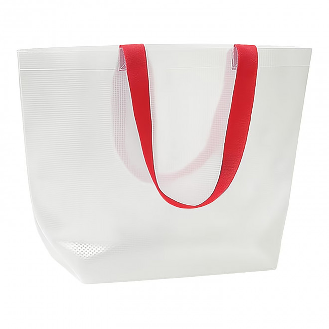 SAC PP LAMINE 110G PERSONNALISE 'PESCARA TRANSPARENT' - rouge