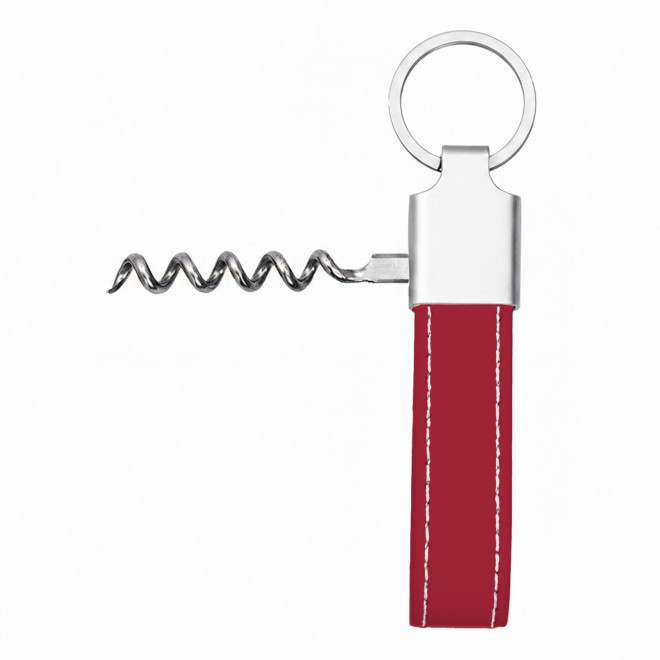 PORTE CLES TIRE BOUCHON EN PU PERSONNALISE 'POTI VIN' - rouge profond