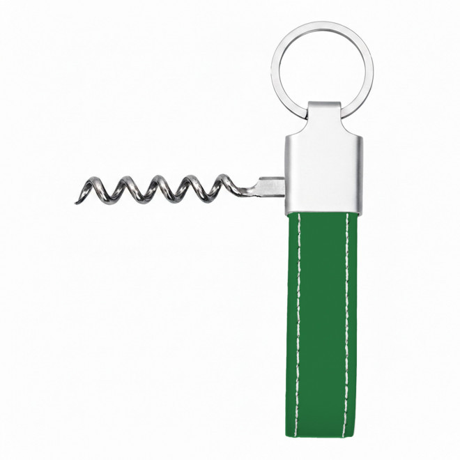 PORTE CLES TIRE BOUCHON EN PU PERSONNALISE 'POTI VIN' - vert foncé
