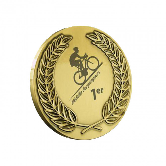 MEDAILLE COURONNE EN ZAMAC PERSONNALISEE 'LAURIER' - or