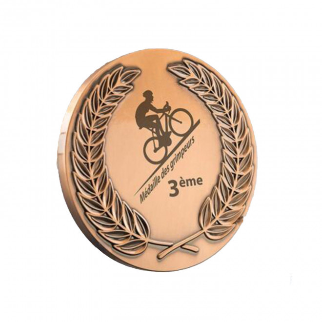 MEDAILLE COURONNE EN ZAMAC PERSONNALISEE 'LAURIER' - bronze