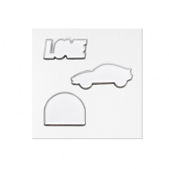 PLANCHE DE DE 3 PINS EMAILLE PERSONNALISEE 'CREAPINS' - à la forme