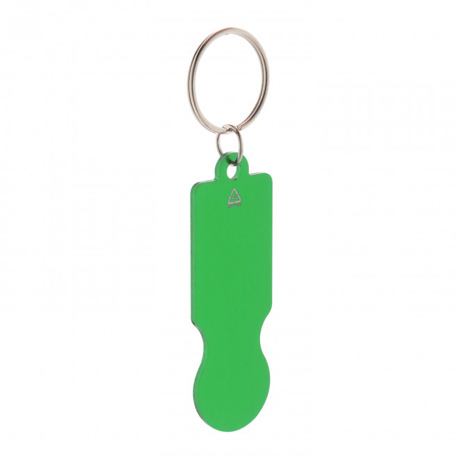 PORTE-CLES PERSONNALISE EN ALU RECYCLE 'PLAKI COIN' - vert