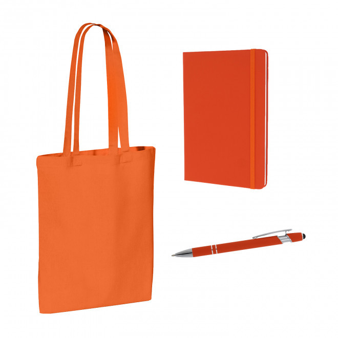SET SAC CARNET ET STYLO PERSONNALISABLE 'BUSY' - orange