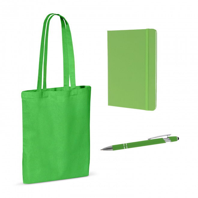 SET SAC CARNET ET STYLO PERSONNALISABLE 'BUSY' - vert clair