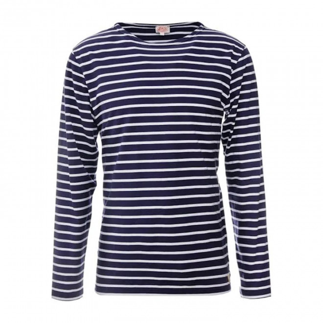 TEE-SHIRT FEMME MARINIERE PERSONNALISE 'PLOZEVET' - marine/blanc