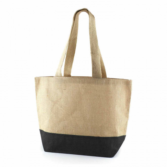 CABAS EN JUTE COLORE PERSONNALISABLE 'FERIEL' - noir