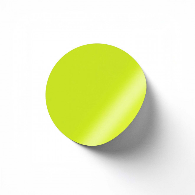 STICKER FLUO ROND PERSONNALISABLE 'KLISTER FLUO' 3CM - jaune fluo