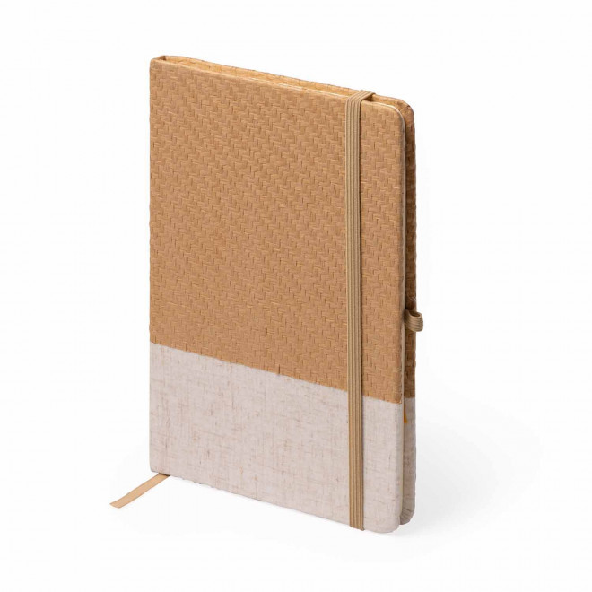 CARNET A5 PAILLE NATURELLE COTON PERSONNALISABLE 'BOLGA'  - marron