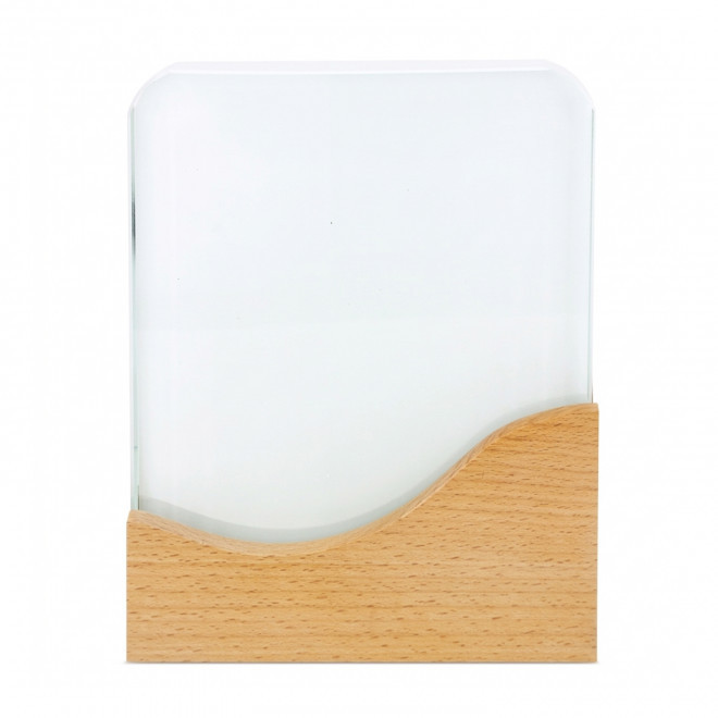 TROPHEE EN BOIS ET VERRE PERSONNALISE 'KAYNA QUADRI' - naturel