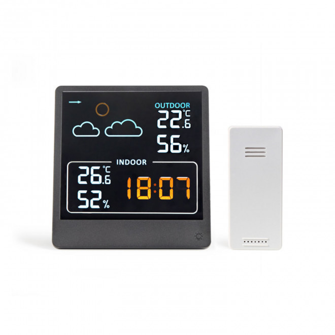 STATION METEO AVEC SONDE EXTE PERSONNALISABLE 'NOUAGE' - noir