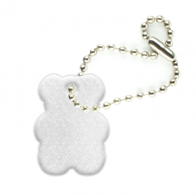 PORTE-CLE REFLECHISSANT PRO OURSON PERSONNALISABLE'SIMI' - gris