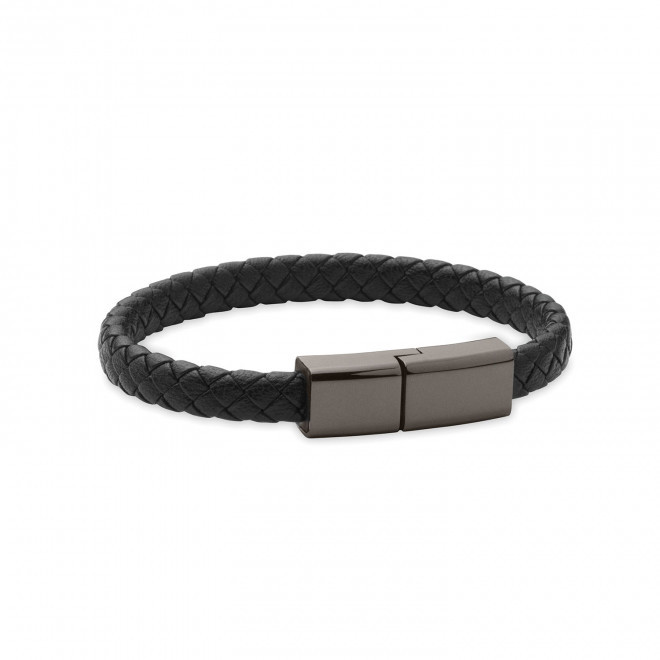 BRACELET TRESSE CHARGEUR PERSONNALISABLE 'TRESSY' - noir