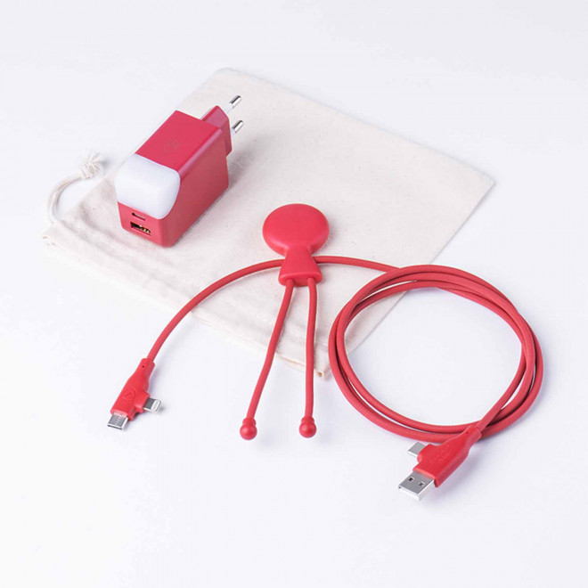 PACK PERSONNALISABLE PRISE ET CABLE 'MOBILITY' - rouge