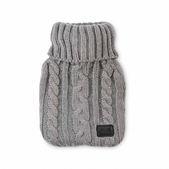 BOUILLOTTE HOUSSE TRICOTE 450ML PERSONNALISABLE 'DOULEY' - gris