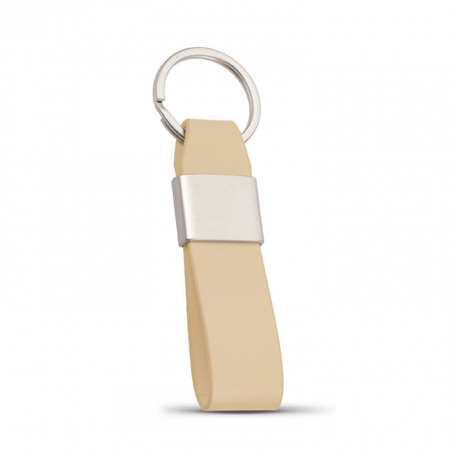 PORTE CLE EN PU PERSONNALISABLE 'AYMERIKOS' - crème