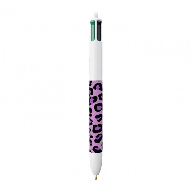 STYLO BIC® PERSONNALISABLE '4 COULEURS ANIMAL' - léopard violet
