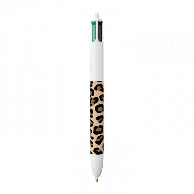 STYLO BIC® PERSONNALISABLE '4 COULEURS ANIMAL' - léopard marron