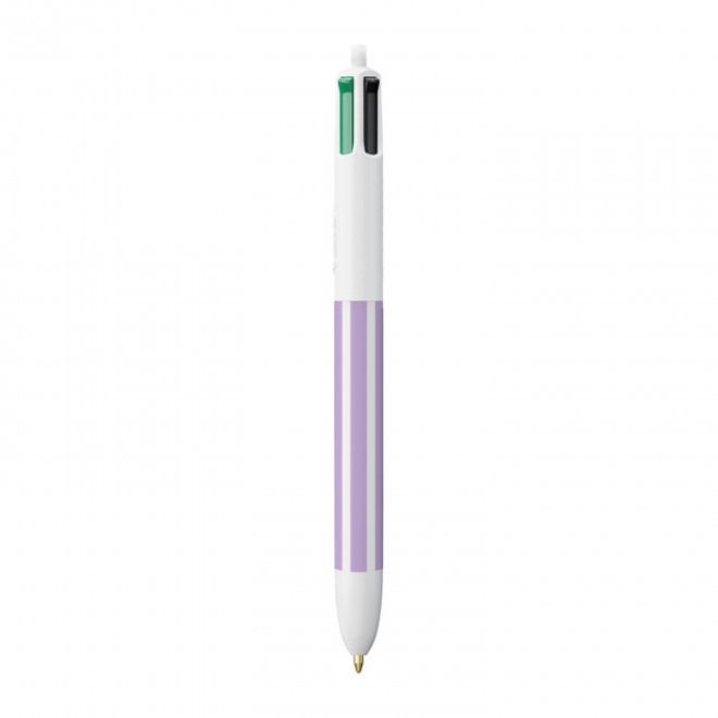 STYLO BIC® PERSONNALISE '4 COULEURS RAYURES' - violet pastel