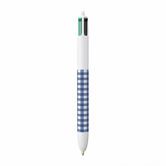 STYLO BIC® PERSONNALISABLE '4 COULEURS VICHY' - bleu royal