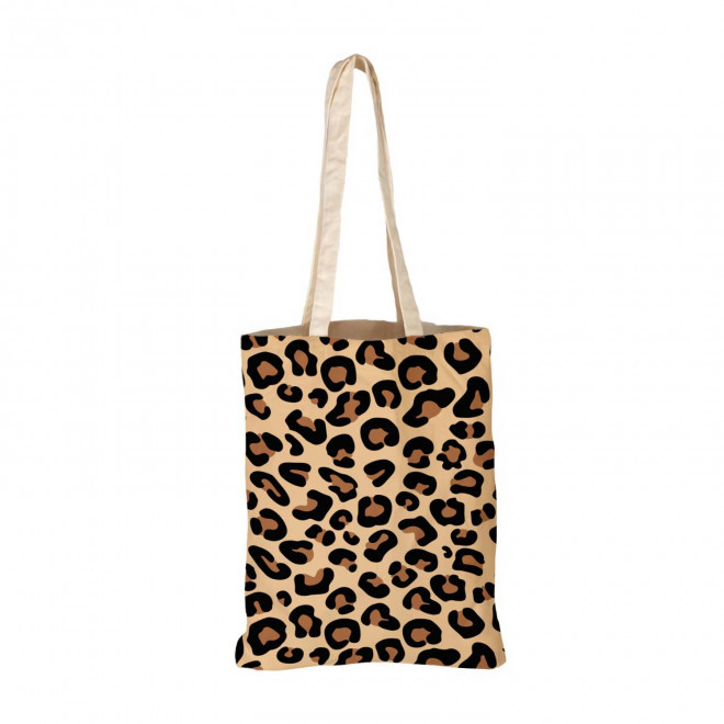 TOTE BAG IMPRESSION LEOPARD PERSONNALISABLE 'TICTOC' - marron