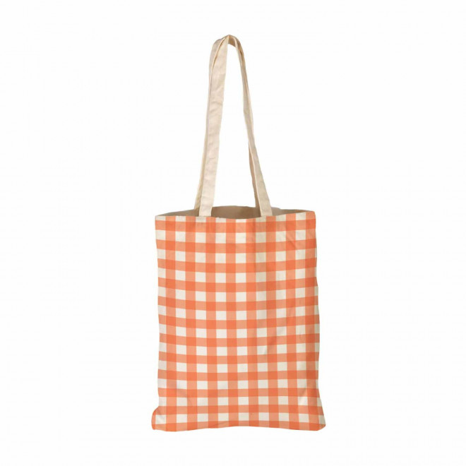 TOTE BAG IMPRESSION VICHY PERSONNALISABLE 'TICTOC' - orange