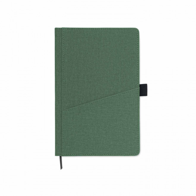 CARNET PERSONNALISABLE A5 RPET AVEC POCHE 'LEXI' - vert fonce