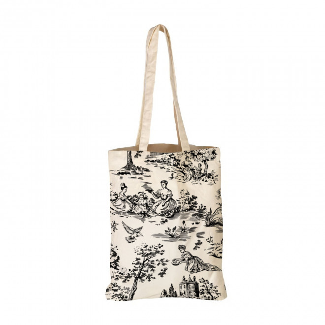 TOTE BAG IMPRESSION TOILE DE JOUY PERSONNALISABLE 'TICTOC' - noir