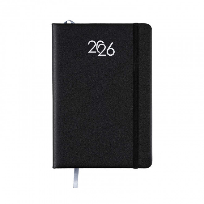 AGENDA JOURNALIER PERSONNALISABLE EN PU 'MARCHO' - noir