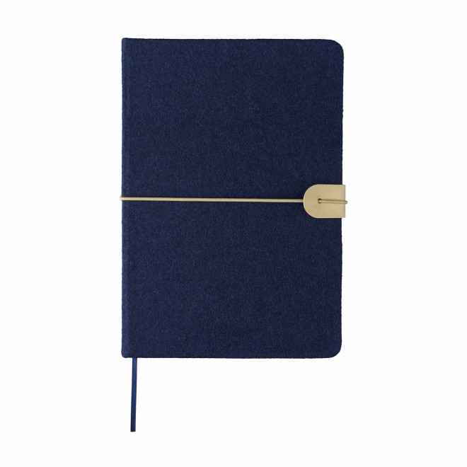 CARNET A5 EN FEUTRINE RECYCLE PERSONNALISABLE 'PEA' - bleu