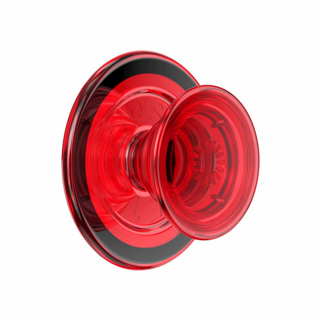SUPPORT TELEPHONE PERSONNALISABLE 'POPGRIP MAGSAFE' - rouge transparent