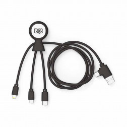 CÂBLE DE CHARGE PUBLICITAIRE BIODÉGRADABLE MULTI-CONNECTEURS XOOPAR® 'MR BIO LONG' EXP 72H 