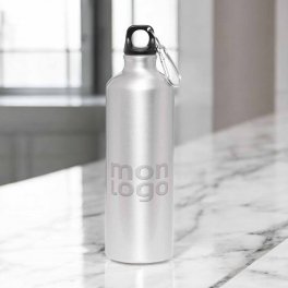 GOURDE EN MÉTAL PUBLICITAIRE AVEC MOUSQUETON 770 ML 'CANYON'